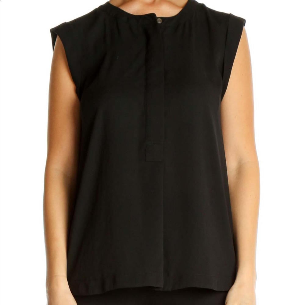 J.Crew Black Crepe Cap Sleeve Top